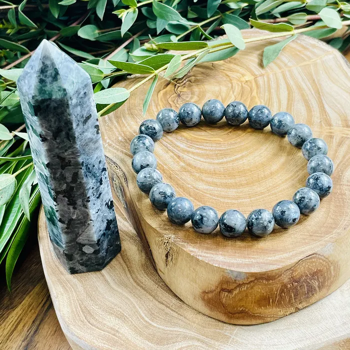 Lily Rose Jewelry Bracelets Labradorite Larvakite Power Protector Shaman Stone 10mm Stretch Bracelet