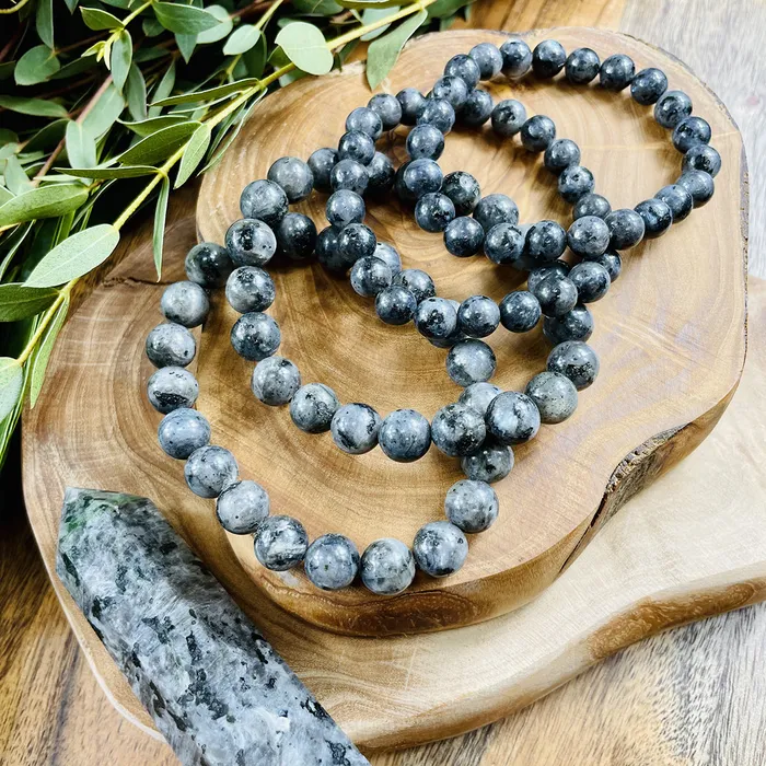 Lily Rose Jewelry Bracelets Labradorite Larvakite Power Protector Shaman Stone 10mm Stretch Bracelet