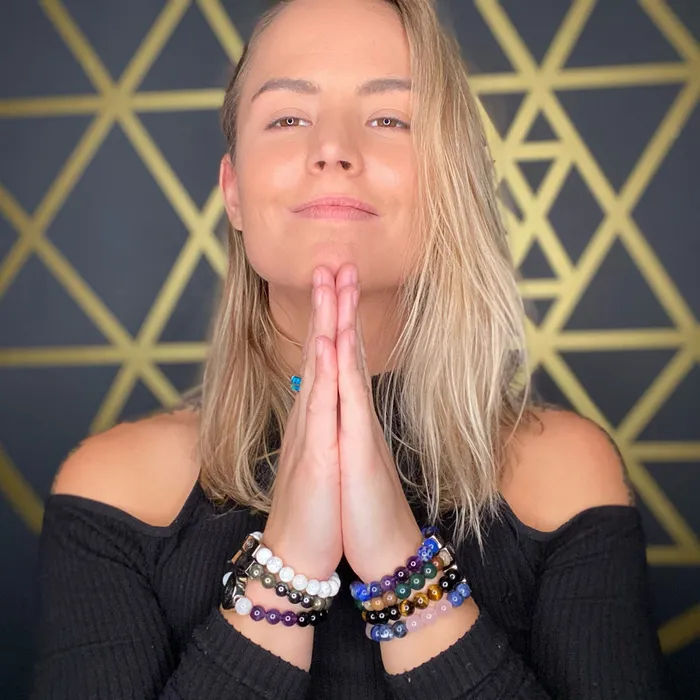 Lily Rose Jewelry Co Bracelets 8mm Elizabeth April Channeled Angel Sacred Geometry Limited Edition Cosmic Species Stretch Bracelet