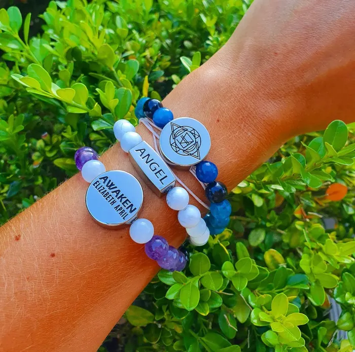 Lily Rose Jewelry Co Bracelets 8mm Elizabeth April Channeled Angel Sacred Geometry Limited Edition Cosmic Species Stretch Bracelet