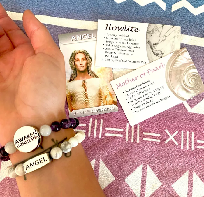 Lily Rose Jewelry Co Bracelets 8mm Elizabeth April Channeled Angel Sacred Geometry Limited Edition Cosmic Species Stretch Bracelet