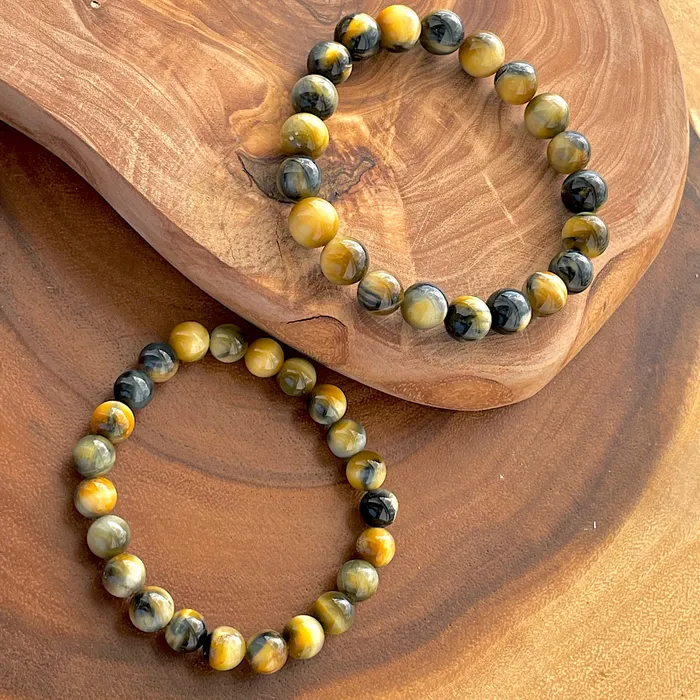 Limited Honey Blue Tigers Eye Velvet Transitioning 10mm Stretch Bracelet Lily Rose Jewelry Bracelets