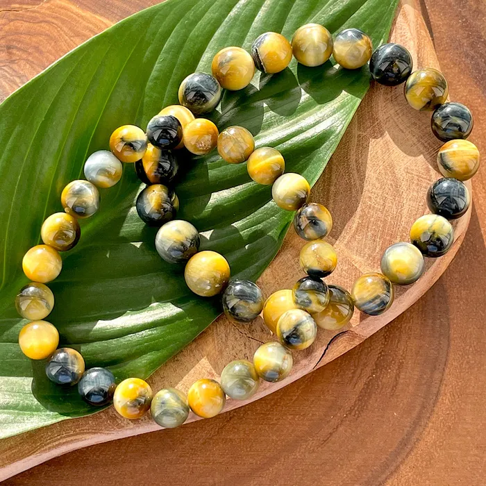 Limited Honey Blue Tigers Eye Velvet Transitioning 10mm Stretch Bracelet Lily Rose Jewelry Bracelets