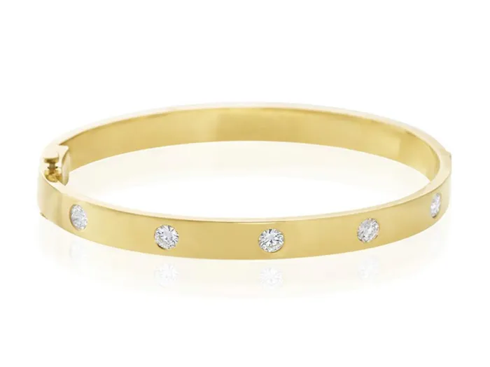 Louis Tamis Bracelets 18k Yellow Gold 100ctw Flush Set Diamond Bangle Bracelet I7837
