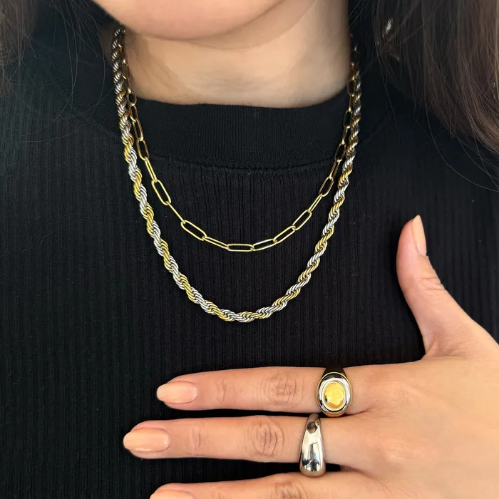 Mai Dsire RONNIE TWO TONED ROPE CHAIN NECKLACE Necklaces