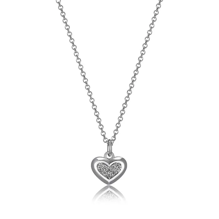 Necklaces ELLE ELLE Silver Pave CZ Heart Necklace SI2742