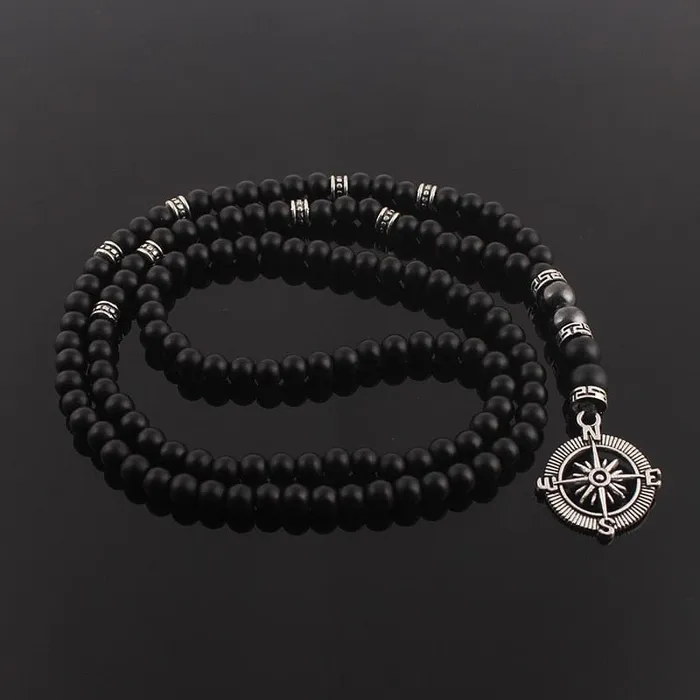 Necklaces My Zen Temple Black Matte Compass Necklace