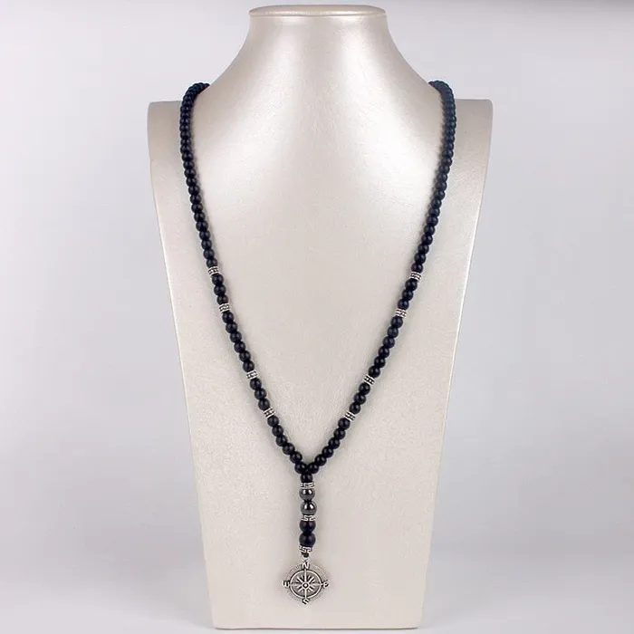 Necklaces My Zen Temple Black Matte Compass Necklace