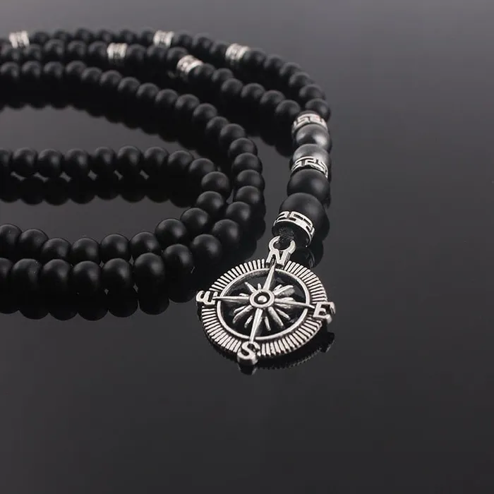 Necklaces My Zen Temple Black Matte Compass Necklace