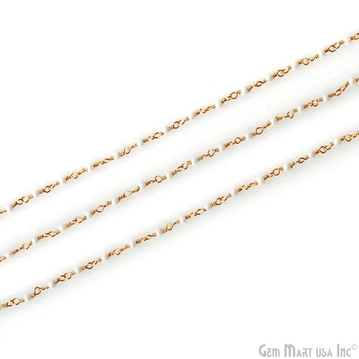 Necklaces Synthetic Pearl Cabochon Beads 225mm Gold Wire Wrapped Rosary Chain GemMartUSA Necklaces Synthetic Pearl Cabochon Beads 225mm Gold Wire Wrapped Rosary Chain GemMartUSA