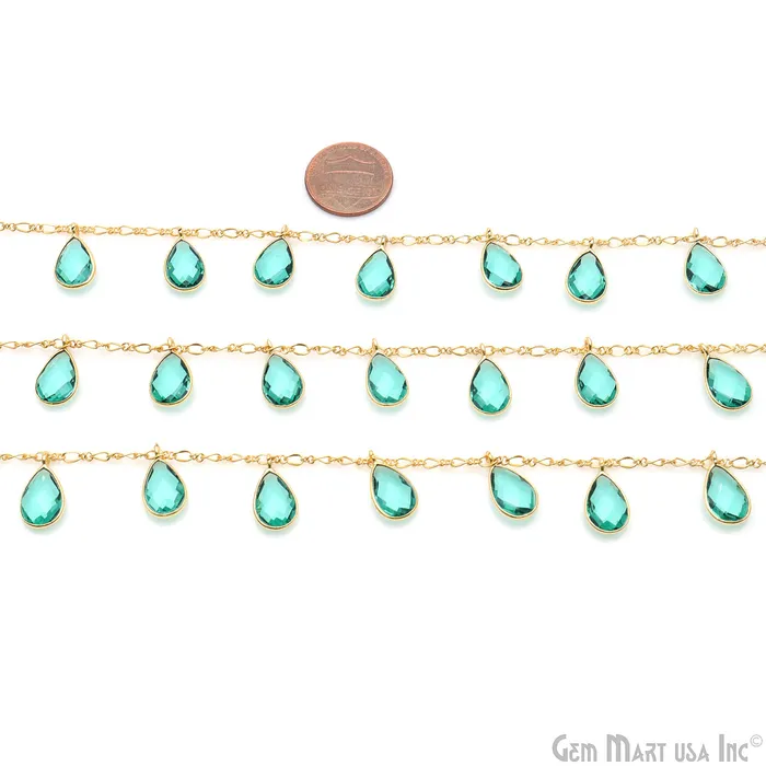 Paraiba Tourmaline Pears Gold Bezel Connector Dangle Rosary Chain GemMartUSA PreStyled Sets Paraiba Tourmaline Pears Gold Bezel Connector Dangle Rosary Chain GemMartUSA PreStyled Sets