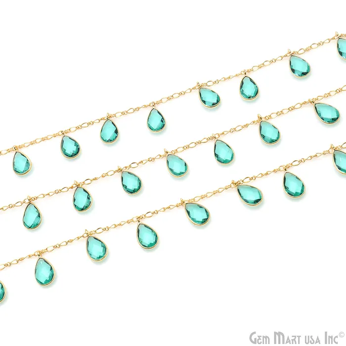 Paraiba Tourmaline Pears Gold Bezel Connector Dangle Rosary Chain GemMartUSA PreStyled Sets Paraiba Tourmaline Pears Gold Bezel Connector Dangle Rosary Chain GemMartUSA PreStyled Sets