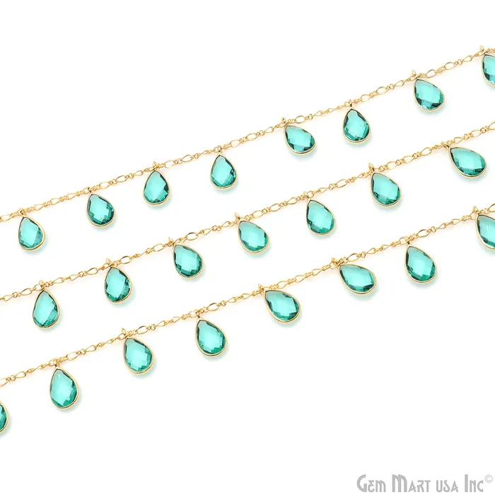 Paraiba Tourmaline Pears Gold Bezel Connector Dangle Rosary Chain GemMartUSA PreStyled Sets Paraiba Tourmaline Pears Gold Bezel Connector Dangle Rosary Chain GemMartUSA PreStyled Sets