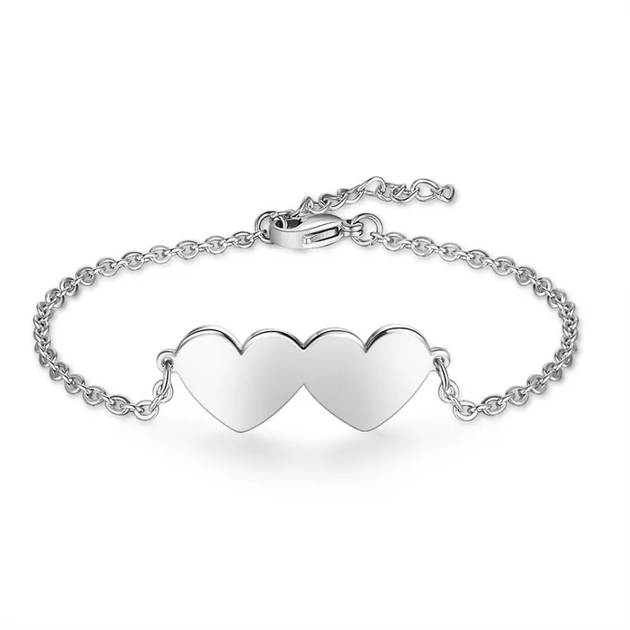 Personalized Jewel Bracelets Chain Of Love 2 Custom Name Sterling Silver Chain Bracelet
