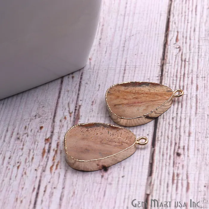 PreStyled Sets GemmartUSA DIY Picture Jasper 27x16mm Gold Electroplated Finding Earing Connector PreStyled Sets GemmartUSA DIY Picture Jasper 27x16mm Gold Electroplated Finding Earing Connector