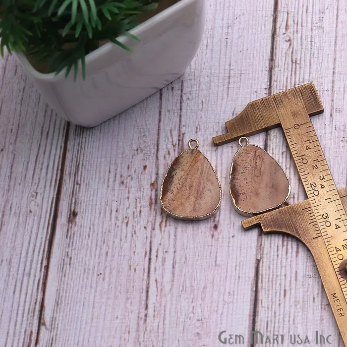 PreStyled Sets GemmartUSA DIY Picture Jasper 27x16mm Gold Electroplated Finding Earing Connector PreStyled Sets GemmartUSA DIY Picture Jasper 27x16mm Gold Electroplated Finding Earing Connector