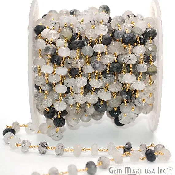 PreStyled Sets GemMartUSA Rutilated 78mm Gold Plated Wire Wrapped Beads Rosary Chain PreStyled Sets GemMartUSA Rutilated 78mm Gold Plated Wire Wrapped Beads Rosary Chain