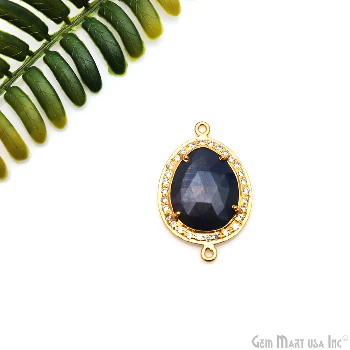 PreStyled Sets GemmartUSA Sapphire Pave Cubic Zirconia 30x19mm Double Bail Gold Vermeil Gemstone Connector PreStyled Sets GemmartUSA Sapphire Pave Cubic Zirconia 30x19mm Double Bail Gold Vermeil Gemstone Connector