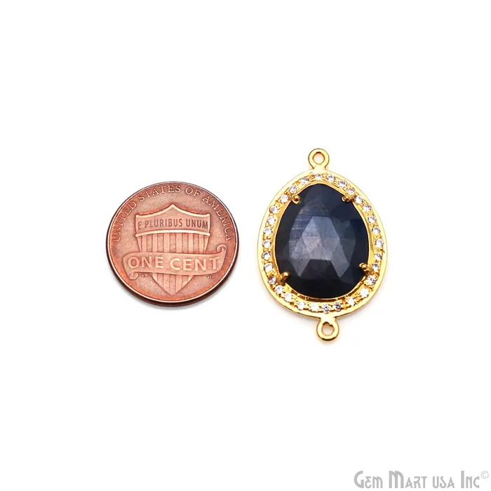 PreStyled Sets GemmartUSA Sapphire Pave Cubic Zirconia 30x19mm Double Bail Gold Vermeil Gemstone Connector PreStyled Sets GemmartUSA Sapphire Pave Cubic Zirconia 30x19mm Double Bail Gold Vermeil Gemstone Connector