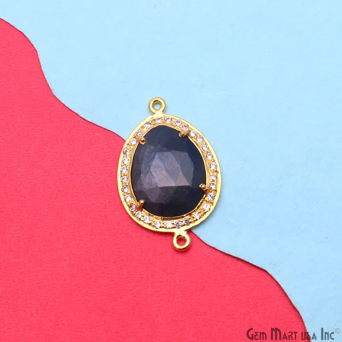 PreStyled Sets GemmartUSA Sapphire Pave Cubic Zirconia 30x19mm Double Bail Gold Vermeil Gemstone Connector PreStyled Sets GemmartUSA Sapphire Pave Cubic Zirconia 30x19mm Double Bail Gold Vermeil Gemstone Connector