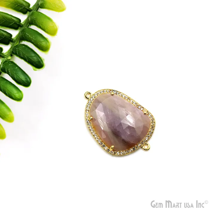 PreStyled Sets GemmartUSA Sapphire Pave Cubic Zirconia 36x25mm Double Bail Gold Vermeil Gemstone Connector PreStyled Sets GemmartUSA Sapphire Pave Cubic Zirconia 36x25mm Double Bail Gold Vermeil Gemstone Connector