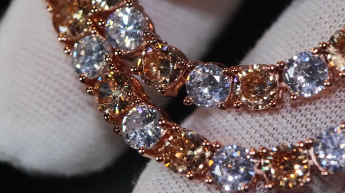 PreStyled Sets Lab Diamonds London Champagne Diamond Tennis Chain Rose Gold Diamond Tennis Chain