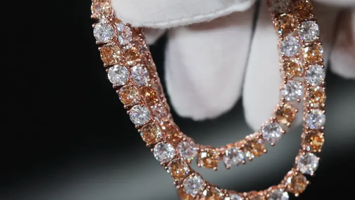 PreStyled Sets Lab Diamonds London Champagne Diamond Tennis Chain Rose Gold Diamond Tennis Chain