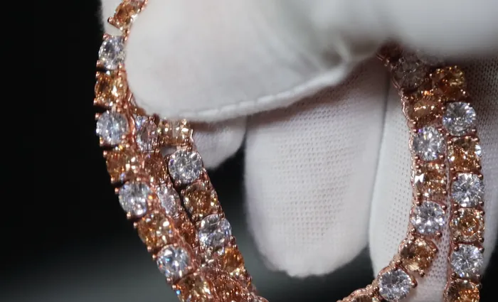 PreStyled Sets Lab Diamonds London Champagne Diamond Tennis Chain Rose Gold Diamond Tennis Chain