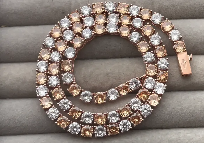 PreStyled Sets Lab Diamonds London Champagne Diamond Tennis Chain Rose Gold Diamond Tennis Chain