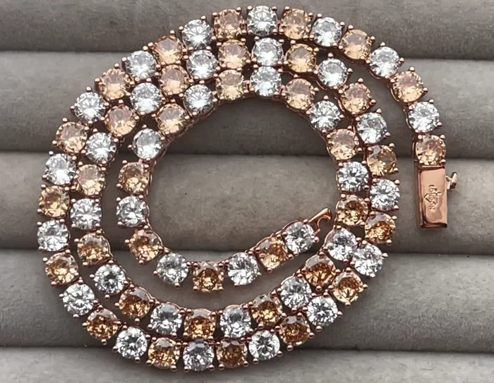 PreStyled Sets Lab Diamonds London Champagne Diamond Tennis Chain Rose Gold Diamond Tennis Chain