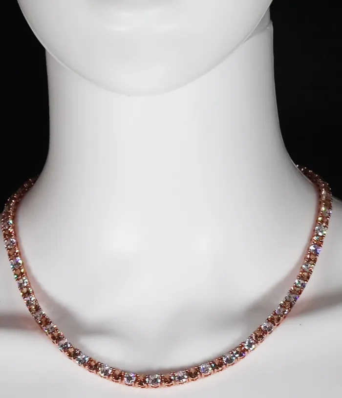 PreStyled Sets Lab Diamonds London Champagne Diamond Tennis Chain Rose Gold Diamond Tennis Chain