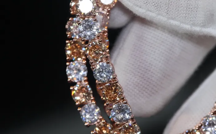 PreStyled Sets Lab Diamonds London Champagne Diamond Tennis Chain Rose Gold Diamond Tennis Chain