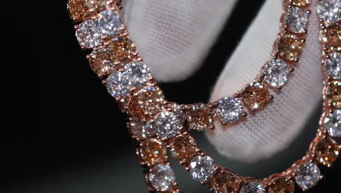 PreStyled Sets Lab Diamonds London Champagne Diamond Tennis Chain Rose Gold Diamond Tennis Chain