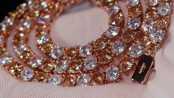 PreStyled Sets Lab Diamonds London Champagne Diamond Tennis Chain Rose Gold Diamond Tennis Chain