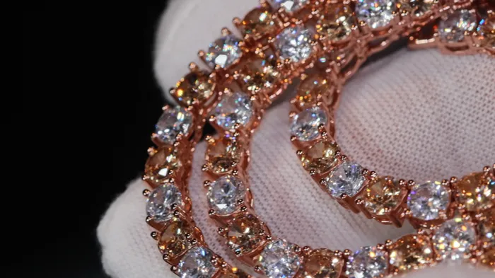 PreStyled Sets Lab Diamonds London Champagne Diamond Tennis Chain Rose Gold Diamond Tennis Chain