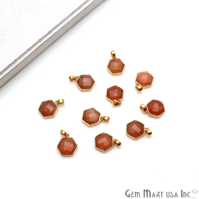 PreStyled Sets Sand Chalcedony Hexagon Shaped Gold Plated Pendant 14x13mm GemmartUSA PreStyled Sets Sand Chalcedony Hexagon Shaped Gold Plated Pendant 14x13mm GemmartUSA
