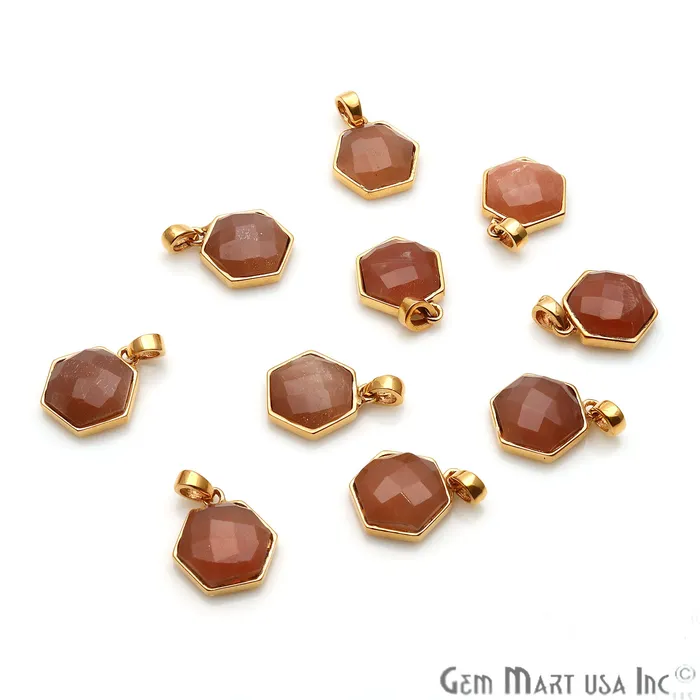 PreStyled Sets Sand Chalcedony Hexagon Shaped Gold Plated Pendant 14x13mm GemmartUSA PreStyled Sets Sand Chalcedony Hexagon Shaped Gold Plated Pendant 14x13mm GemmartUSA