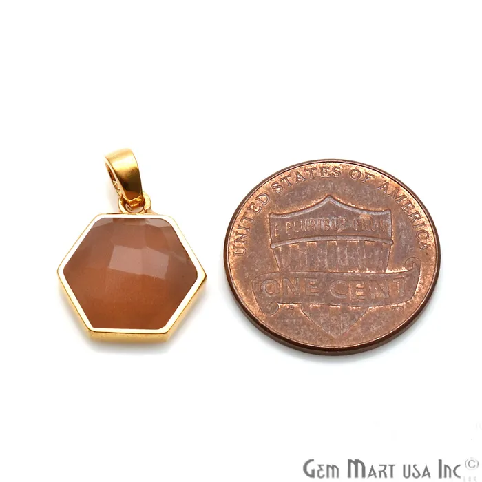 PreStyled Sets Sand Chalcedony Hexagon Shaped Gold Plated Pendant 14x13mm GemmartUSA PreStyled Sets Sand Chalcedony Hexagon Shaped Gold Plated Pendant 14x13mm GemmartUSA