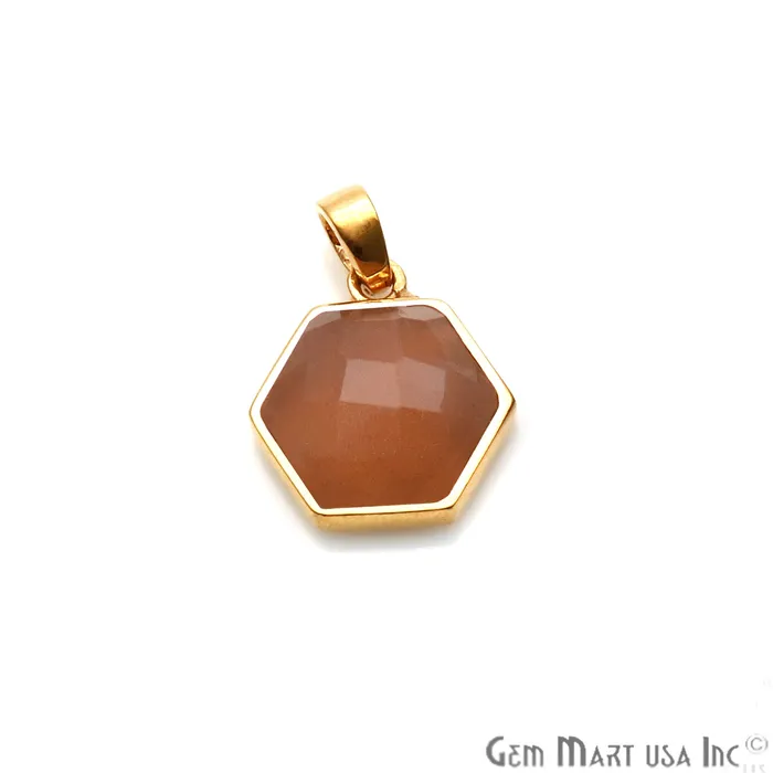 PreStyled Sets Sand Chalcedony Hexagon Shaped Gold Plated Pendant 14x13mm GemmartUSA PreStyled Sets Sand Chalcedony Hexagon Shaped Gold Plated Pendant 14x13mm GemmartUSA
