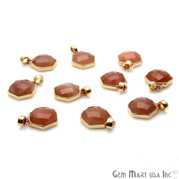 PreStyled Sets Sand Chalcedony Hexagon Shaped Gold Plated Pendant 14x13mm GemmartUSA PreStyled Sets Sand Chalcedony Hexagon Shaped Gold Plated Pendant 14x13mm GemmartUSA