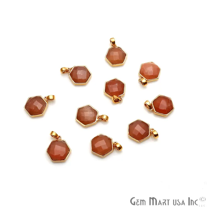 PreStyled Sets Sand Chalcedony Hexagon Shaped Gold Plated Pendant 14x13mm GemmartUSA PreStyled Sets Sand Chalcedony Hexagon Shaped Gold Plated Pendant 14x13mm GemmartUSA