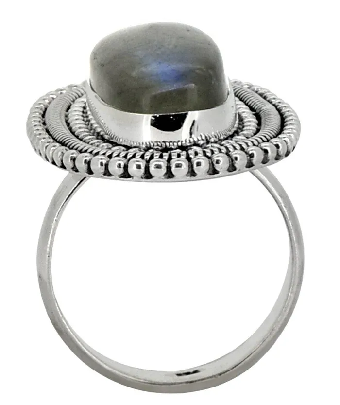 Rings Blue Fire Labradorite Solid 925 Sterling Silver Ring Jewelry YoTreasure