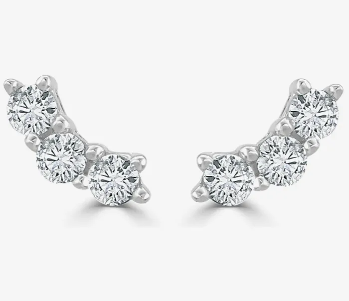 Sabrina Designs Co 14k Yellow or White Gold Diamond Petite Curved Stud Earrings Earrings