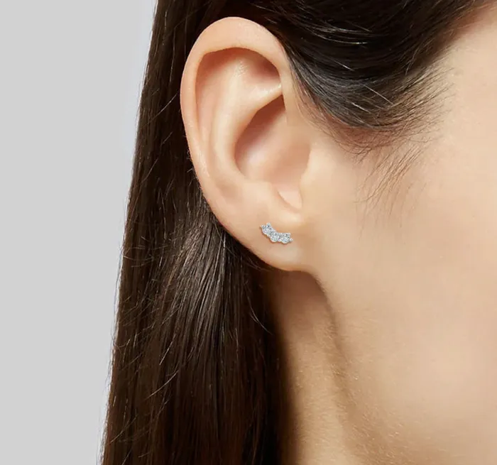 Sabrina Designs Co 14k Yellow or White Gold Diamond Petite Curved Stud Earrings Earrings