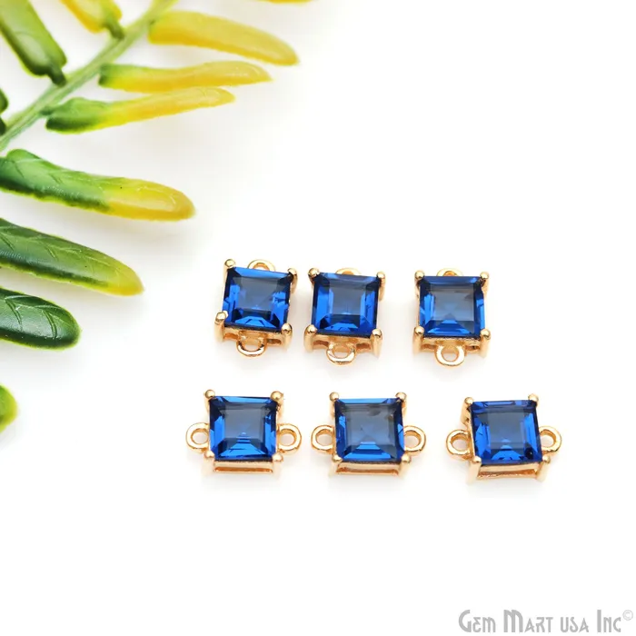 Sapphire Square 5mm Prong Setting Gold Plated Gemstone Connector GemMartUSA PreStyled Sets Sapphire Square 5mm Prong Setting Gold Plated Gemstone Connector GemMartUSA PreStyled Sets