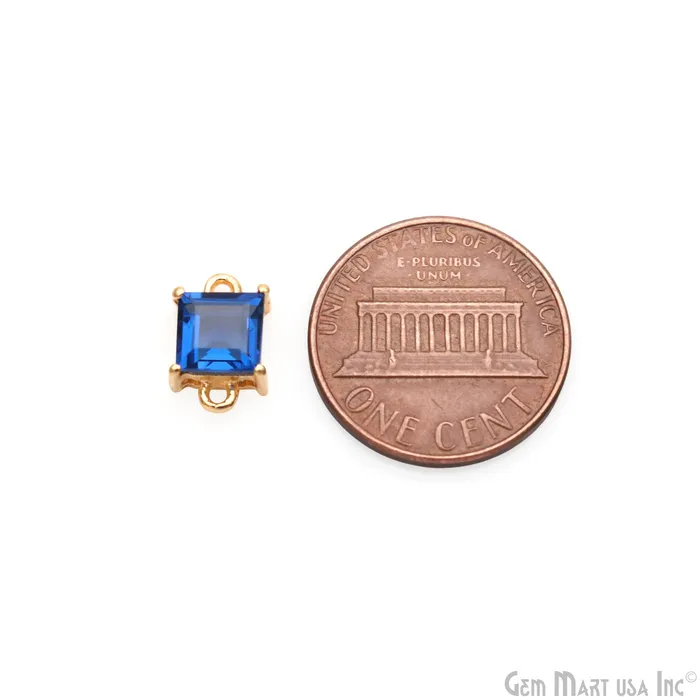 Sapphire Square 5mm Prong Setting Gold Plated Gemstone Connector GemMartUSA PreStyled Sets Sapphire Square 5mm Prong Setting Gold Plated Gemstone Connector GemMartUSA PreStyled Sets
