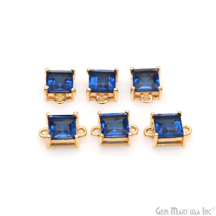 Sapphire Square 5mm Prong Setting Gold Plated Gemstone Connector GemMartUSA PreStyled Sets Sapphire Square 5mm Prong Setting Gold Plated Gemstone Connector GemMartUSA PreStyled Sets