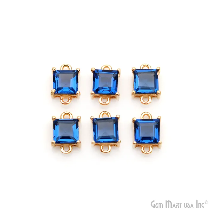 Sapphire Square 5mm Prong Setting Gold Plated Gemstone Connector GemMartUSA PreStyled Sets Sapphire Square 5mm Prong Setting Gold Plated Gemstone Connector GemMartUSA PreStyled Sets