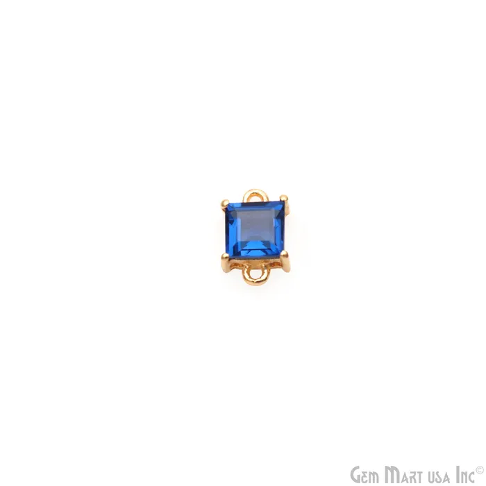 Sapphire Square 5mm Prong Setting Gold Plated Gemstone Connector GemMartUSA PreStyled Sets Sapphire Square 5mm Prong Setting Gold Plated Gemstone Connector GemMartUSA PreStyled Sets