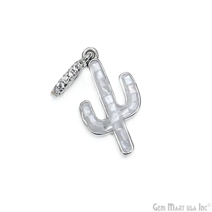 Shell Cactus Charm Pendant 30x12mm Single Bail Bracelet Charm GemmartUSA Bracelets